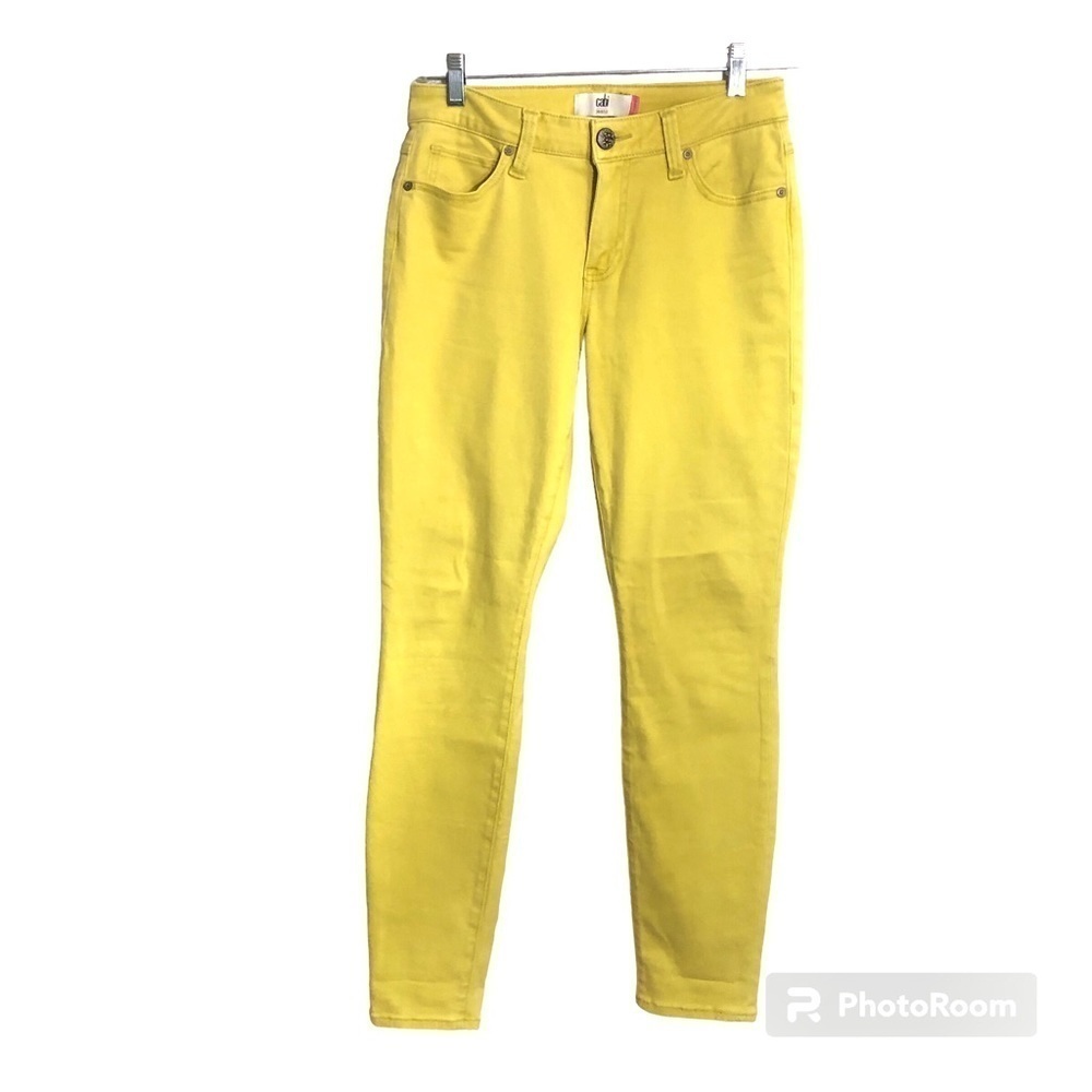 CAbi Jeans Curvy Skinny Citron Yellow Jeans sz 6 - Picture 3 of 7